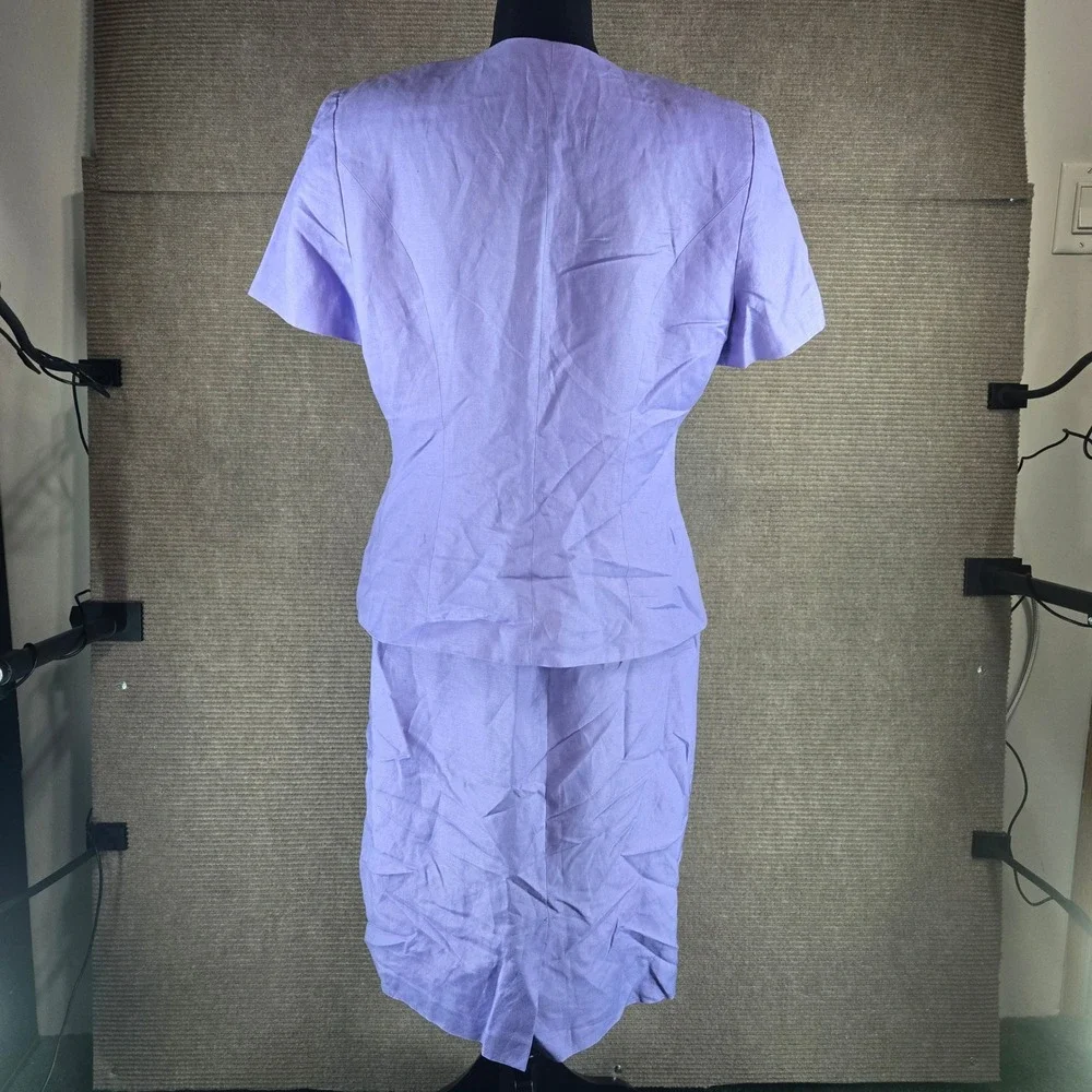 Donna Morgan Womens 12 Purple Linen Blend‎ Embroidered Skirt Suit Set